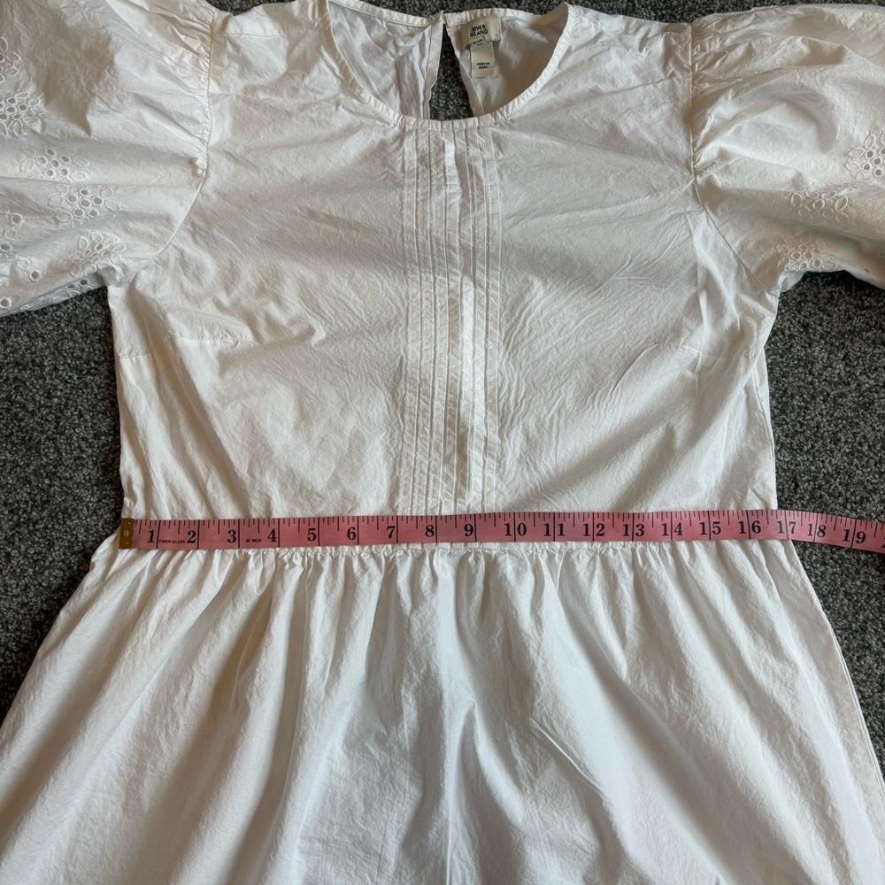 River Island White Puff Sleeve Modest Mini Dress Pref Rush Sorority Dress size 8 - Picture 6 of 10